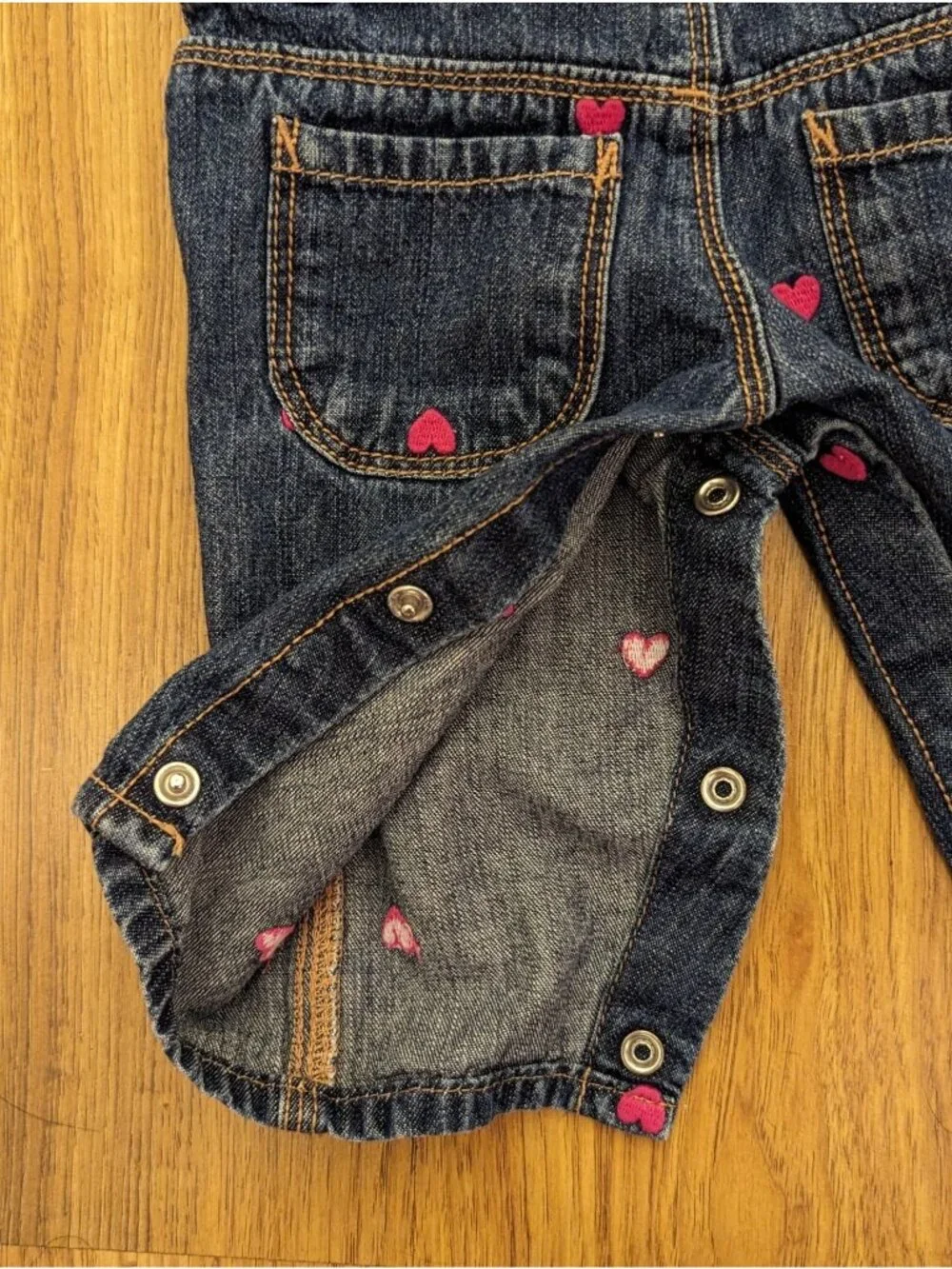 Oshkosh Bgosh BabyOveralls 3M w/ Pink Heart Accents - Perfect for Valentine's Da